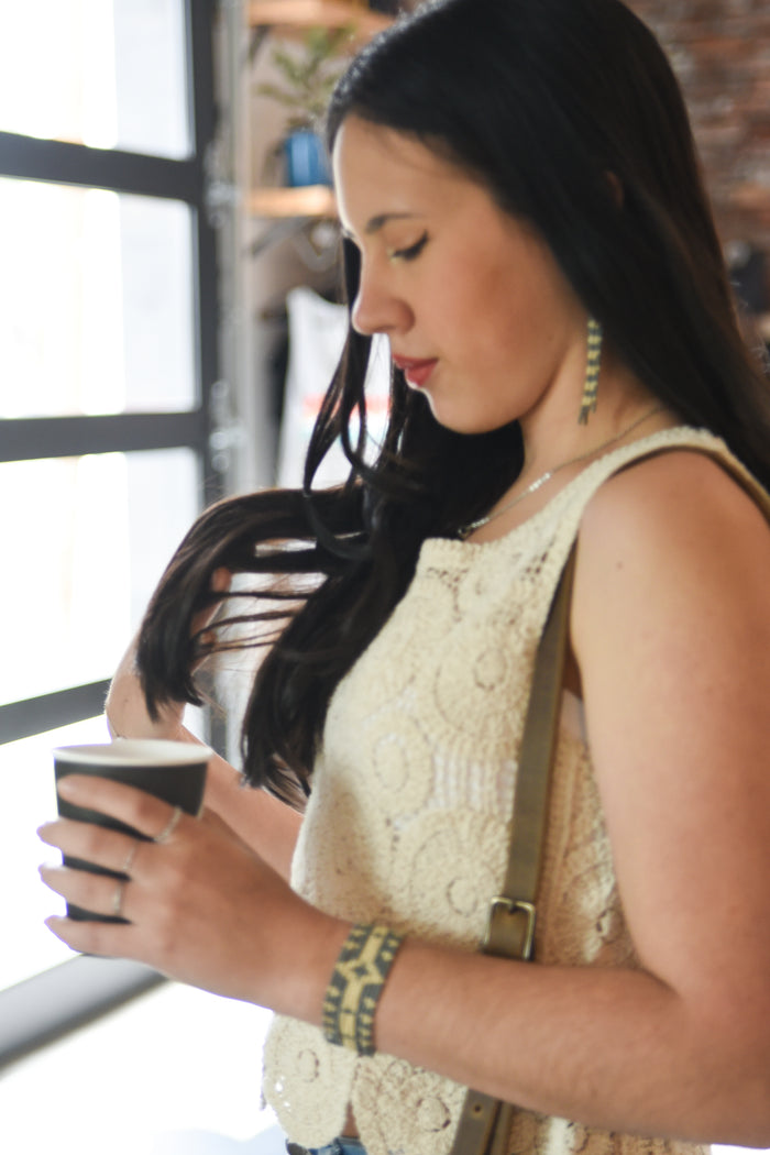 Daybreak Leather + Beads Botanical in Gray