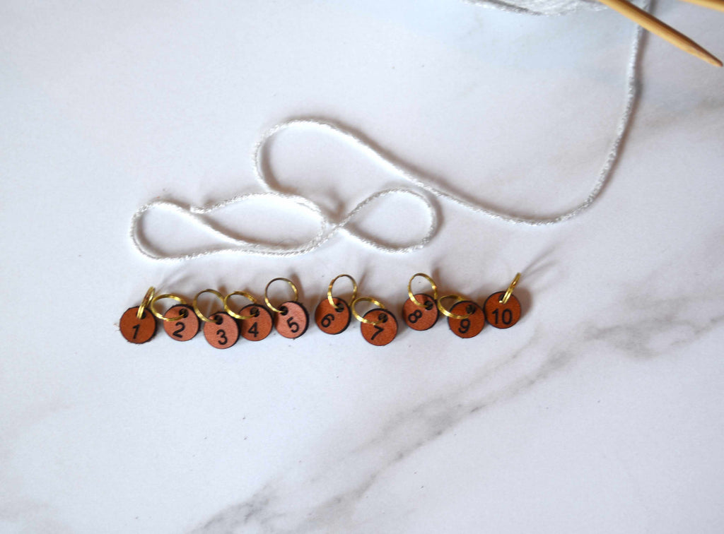 Leather Stitch Markers - Numbered