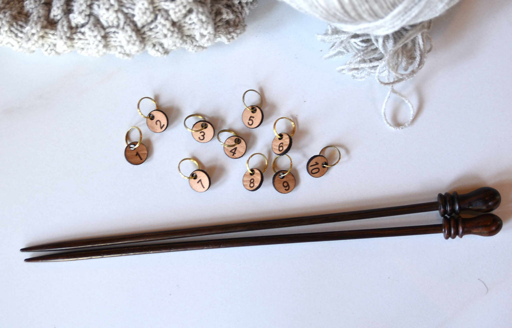 Leather Stitch Markers - Numbered