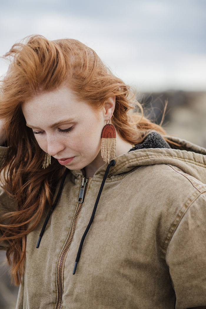 Leather+Beads Cascade Gold Diffuser Earrings