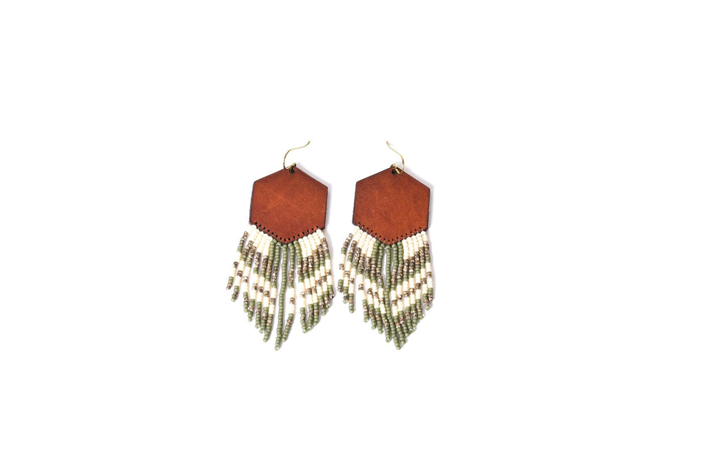 Leather+Beads Hex Diffuser Earrings