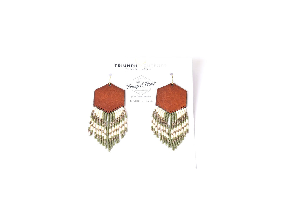 Leather+Beads Hex Diffuser Earrings