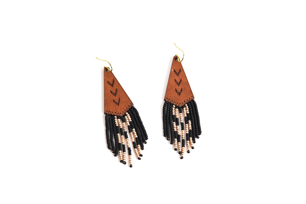 Leather+Beads Teardrop Diffuser Earrings