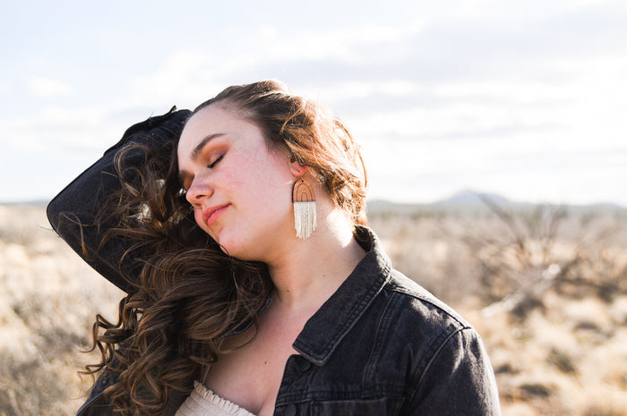 Leather+Beads Cascade Cream Diffuser Earrings