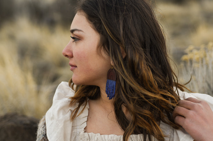 Leather+Beads Cascade Cobalt Diffuser Earrings